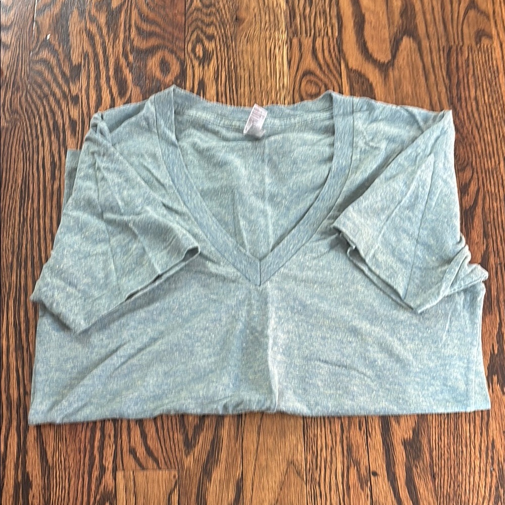 green vintage american apparel deep v neck tri blend tee
